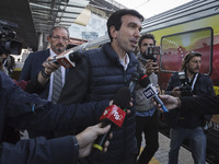 Maurizio Martina, Minister of Agricultural, Food and Forestry Policies, arrives to board on a Democratic Party's train 'Destination Italy' a...