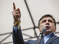  Mikheil Saakashvili has a speech as he gathers few thousands to rally around Ukrainian Parliament for immediate political reform, Kyiv, Ukr...