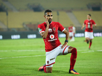 Defender Ahmed Fathi  Al-Ahly celebrates the first goal during the third round of the Egyptian Premier League, between  Al Ahly and Al Raja...