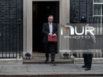 Secretary of State for Environment, Food and Rural Affairs, Michael Gove, leaves after attending a cabinet meeting in Downing Street, London...