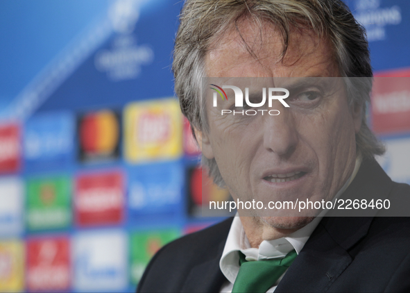 Jorge Jesus during the Champions League press conference before the match between Juventus and Sporrting Clube de Portugal, in Turin, on Oct...