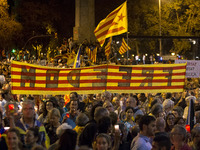 Thousands of protesters protest the imprisonment of Catalan independentist leaders Jordi Sanchez and Jordi Cuixart on the streets of Barcelo...