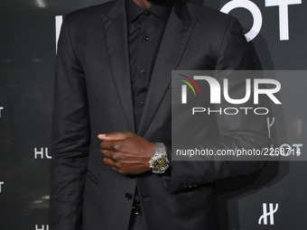 Usain Bolt retired Jamaican sprinter and An eight-time Olympic gold medalist attending a photocall to promote the Hublot Watch. With the med...