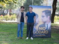 The actor Louis Garrell and the director Michel Hazanavicius attend the photocall of the movie 'Il mio godard' at the Casa del Cinema in Rom...