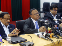 Abul Hasan Mahmood Ali, Minister for Foreign Affairs of the Peoples Republic of Bangladesh speaks in Dhaka, Bangladesh on October 18, 2017 a...
