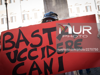 Demonstration at the Piazza Montecitorio in Rome, Italy, on October 18, 2017 of the European Animal Party (PAE) to obtain an immediate tight...
