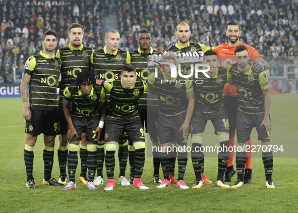 Sporting Lisbon team during Champions League match between Juventus and Sporting Clube de Portugal, in Turin, on October 17, 2017 