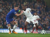 Chelsea's Gary Cahill and Gerson of Roma
during UEFA Champions League Group C MATCH 3 match between Chelsea  against AS Roma  at Stamford Br...
