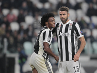 Juan Cuadrado and Andrea Barzagli during Champions League match between Juventus and Sporting Clube de Portugal, in Turin, on October 17, 20...