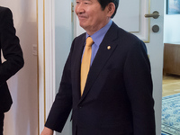 Speaker of the National Assembly of South Korea Chung Sye-kyun during the meeting with President of Poland at Belweder Palace in Warsaw, Pol...
