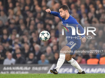 Eden Hazard of Chelseaduring the UEFA Champions League match between Chelsea v AS Roma at Stamford Bridge Stadium, London, United Kingdom on...