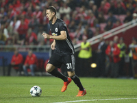 Manchester United's midfielder Nemanja Matic controls the ball during the Champions League  football match between SL Benfica and Manchester...