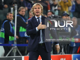 Pavel Nedved, vice-president of Juventus FC, before the UEFA Champions League (Group D) football match between Juventus FC and Sporting CP a...