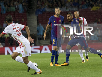 Paulinho in action during the UEFA Champions League match between FC Barcelona and Olympiacos FC in Barcelona on October 19, 2017. (