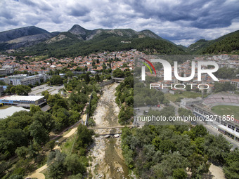 Drone images of Xanthi city in northeastern Greece on 19 October 2017. Xanthi has a population of 70.000 people and is built on the foot of...