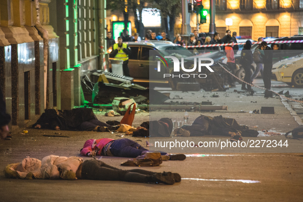 ***GRAPHIC CONTENT*** Violent car accident in Kharkov, Ukraine on 18 October 2017 night. Five people died on the spot. 