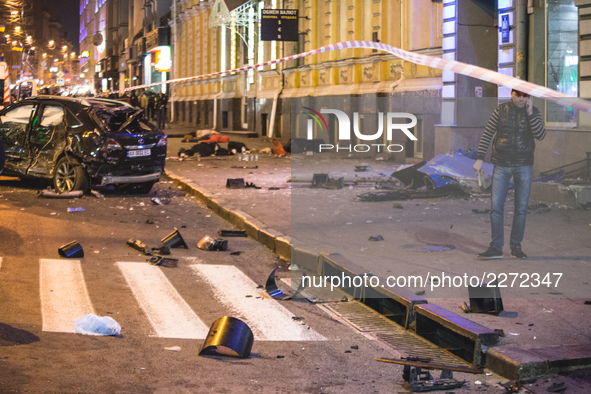 ***GRAPHIC CONTENT*** Consequences of the accident during a violent car accident in Kharkov, Ukraine on 18 October 2017 night. Five people d...