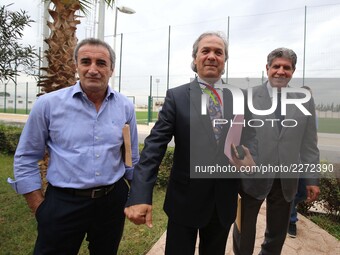 Algerian football legend Rabah Madjer, new national coach of Soccer, attends host a conference at the Sidi-Moussa National Technical Center...