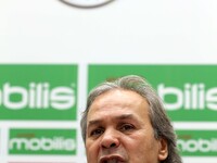 Algerian football legend Rabah Madjer, new national coach of Soccer, attends host a conference at the Sidi-Moussa National Technical Center...