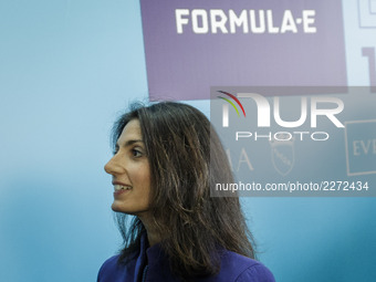 Virginia Raggi, Mayor of Rome, attends a press conference as Rome to host First FIA Formula E Race in Rome, Italy on October 19, 2017. Rome...