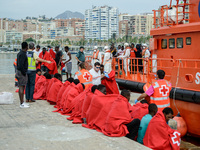 55 migrants rescued by the Spanish maritime, just arrived at the Malaga harbour, Spain. 17-10-2017 (