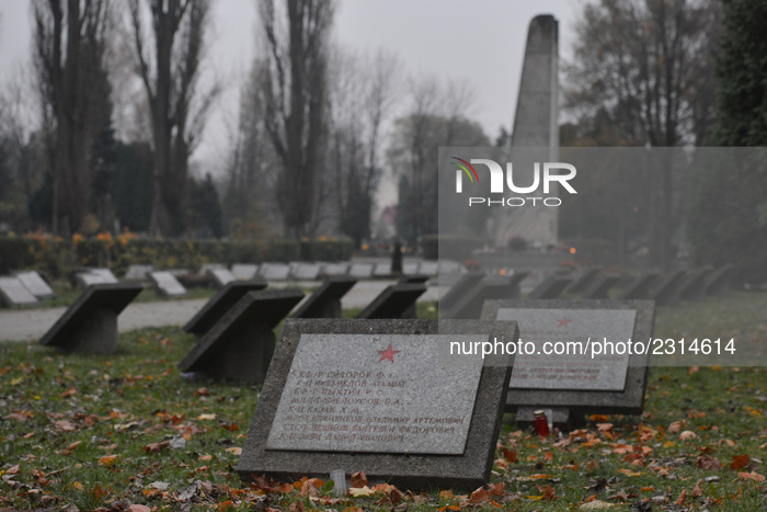 Despite diplomatic spat with Moscow over Ukraine, Poles honor Red Army troops killed in WWII, A general view of graves of the Soviet army so...