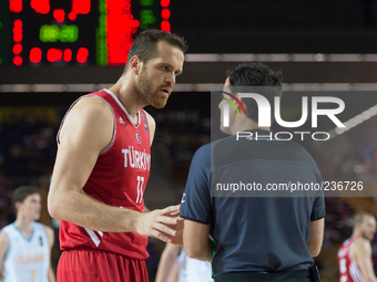 -01 September-BILBAO SPAIN: Oguz Savas in the match of the group stage of world basketball Espana 2014, between Ukraine and Turkey, played a...