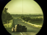 The road to Karkhov seen through the viewfinder of an anti-tank (Photo by Sandro Maddalena/NurPhoto)