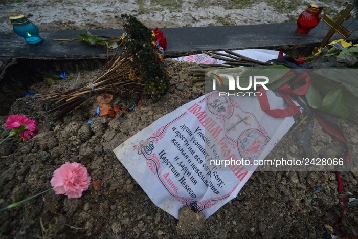 A view of a grave of fallen soldier of the Ukrainian Army during the War in Donbass area (2014 - present) on a Lychakiv cemetery in Lviv.
On...