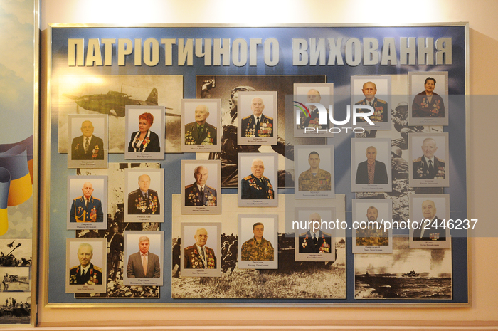 A board with decorated members of the armed forces is seen in the officers club in Vinnytsia, Ukraine on January 25, 2018. (Photo by Jaap Ar...