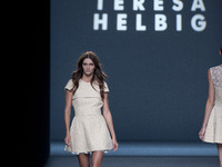 A model showcases designs by Teresa Helbig on the runway at Teresa Helbig fashion show during Mercedes Benz Fashion Week Madrid Spring/Summe...