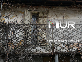 Detail of an urban house declining in Chalkida on February 7,  2018(