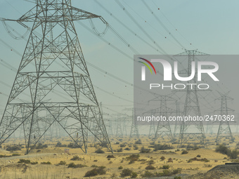 A view of the electric wires network near Dubai. 
On Thursday, February 8, 2018, in Dubai, United Arab Emirates. (