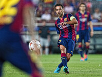 Barcelona's player Xavi Hernandez during the Champions League match which was played at the Camp Nou stadium in Barcelona on September 17, 2...