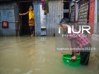 Heavy rains in Dhaka, the capital of Bangladesh, on September 20, 2014. Due to poor drainage system the low lying area of Dhaka is now facin...