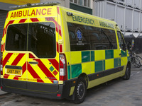 Ambulances emergency vehicle of the NHS (National Health System) is seen in the city center of London, UK, on 21 February 2018. (