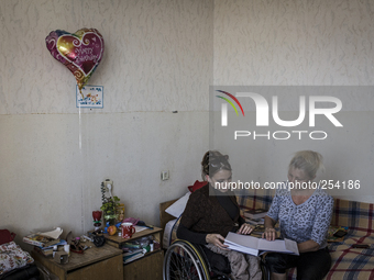 Refugees with at least one disabled person in the family, from the regions of Eastern Ukraine, residing in a sanatorium in Odessa while wait...