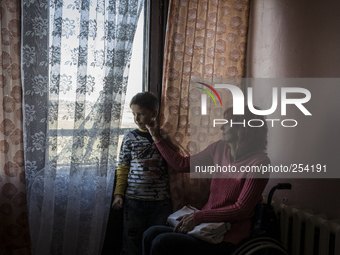 Refugees with at least one disabled person in the family, from the regions of Eastern Ukraine, residing in a sanatorium in Odessa while wait...