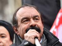 French workers' union General Confederation of Labour (CGT) Secretary-General Philippe Martinez speaks during a dimostration  to support the...