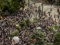 Municipal teachers protest in the city hall of Sao Paulo, Brazil, on 16 March 2018 against a bill that increases the social security discoun...