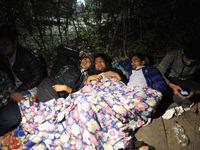 Nepalese Youths sleeping in a line in the night to pay the amount for the application submission for the Korean Language Test (KLT) under th...