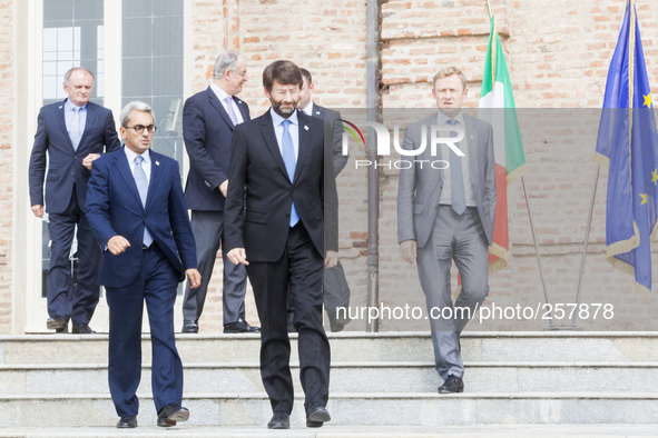 The Minister Dario Franceschini exit from the meeting room at Reggia di Venaria, Turin, Italy, on September 24, 2014. 