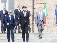 The Minister Dario Franceschini exit from the meeting room at Reggia di Venaria, Turin, Italy, on September 24, 2014. (
