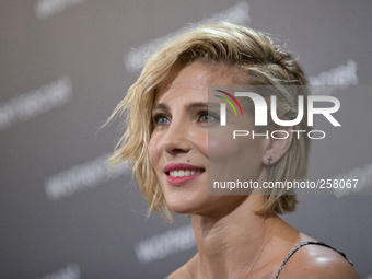 Spanish actress Elsa Pataky poses during a photocall to present 'Dark Seduction' Fashion Film by Women'secret on September 24, 2014 in Madri...