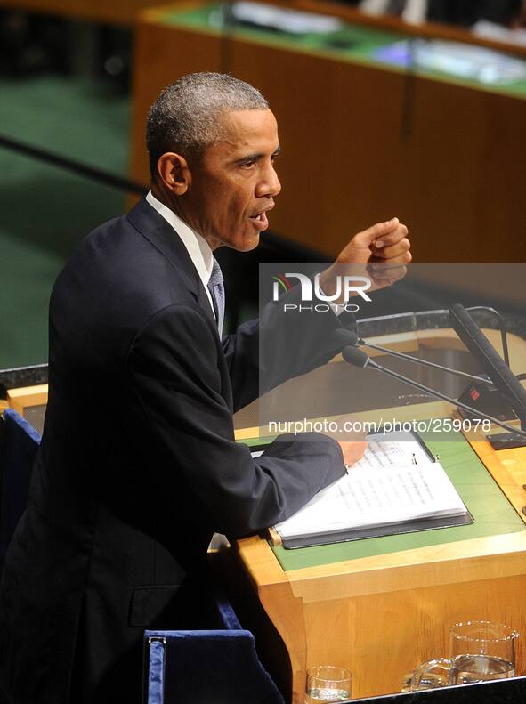 US President Barack Obama speeks at UN Security Council summit meeting on foreign terrorist fighters during the United Nations General Assem...