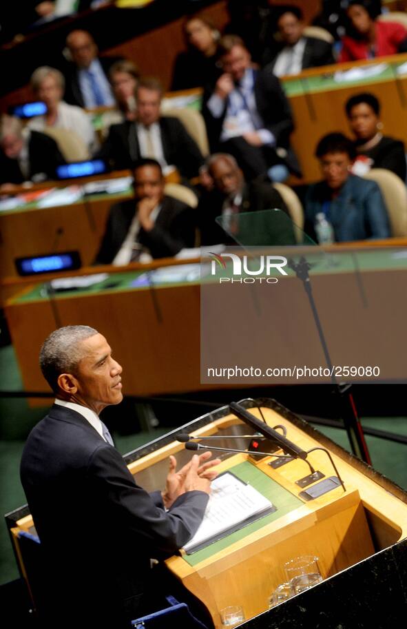 US President Barack Obama speeks at UN Security Council summit meeting on foreign terrorist fighters during the United Nations General Assem...