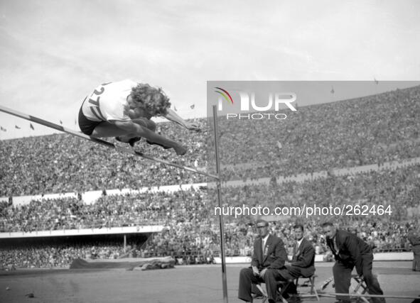 Great Britain's Dorothy Tyler in action during the final of the ladies high ump event at the Olympic Stadium, Helsinki. Dorothy made a jump...