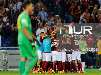 during the Serie A match between AS Roma and Verona at Olympic Stadium, Italy on September 27, 2014. (