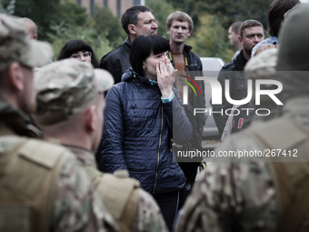 KIEV, UKRAINE - SEPTEMBER 30: MIA  Sich Battalion prepares for dispatching to ATO war zone in Ukraine (