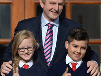 Taoiseach Enda Kenny, pictured today (Wednesday 1st October 2014 ) launched the Blue Star Programme 2014-2017 along with pupils from Gardine...